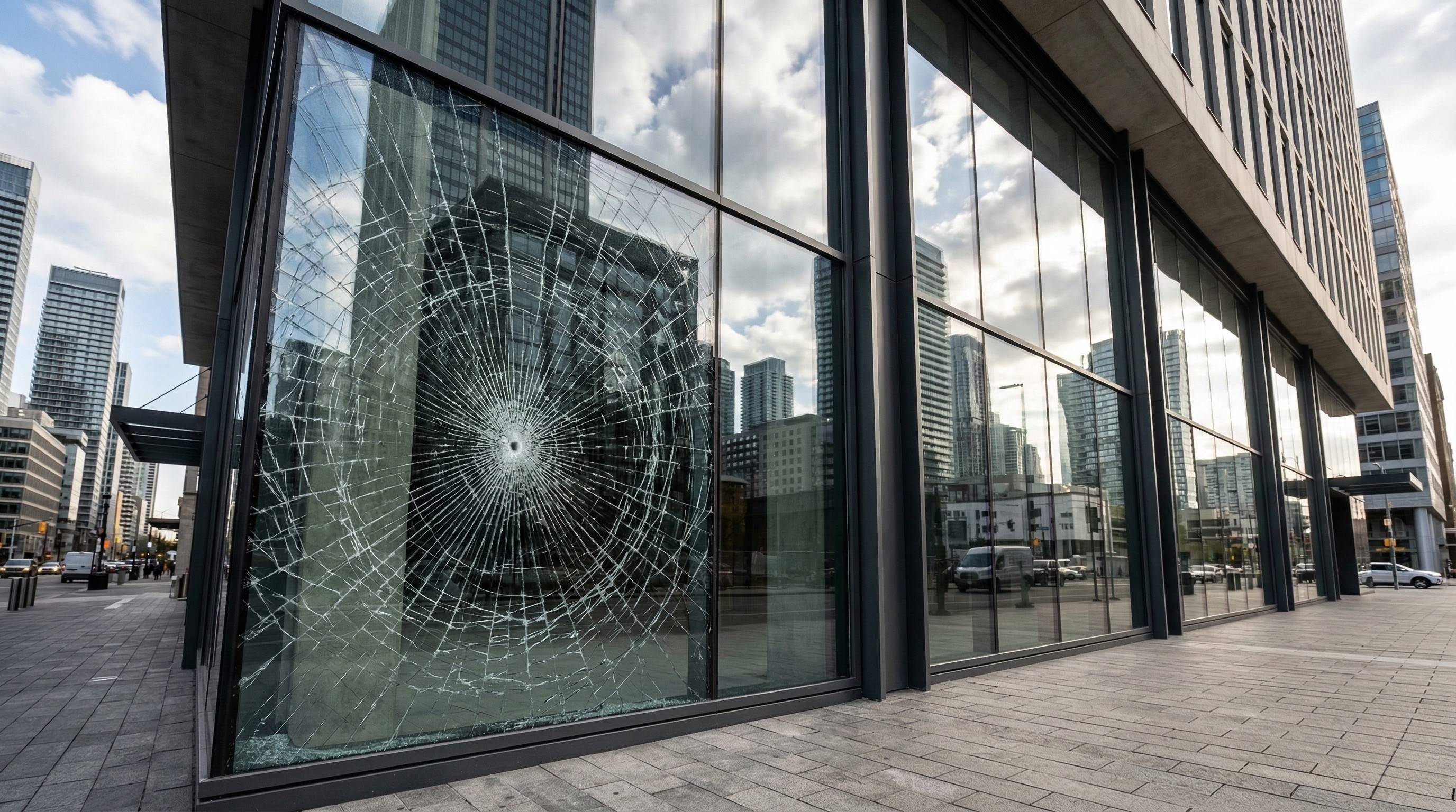 Sicherheitsfolie hält Glasscherben zusammen